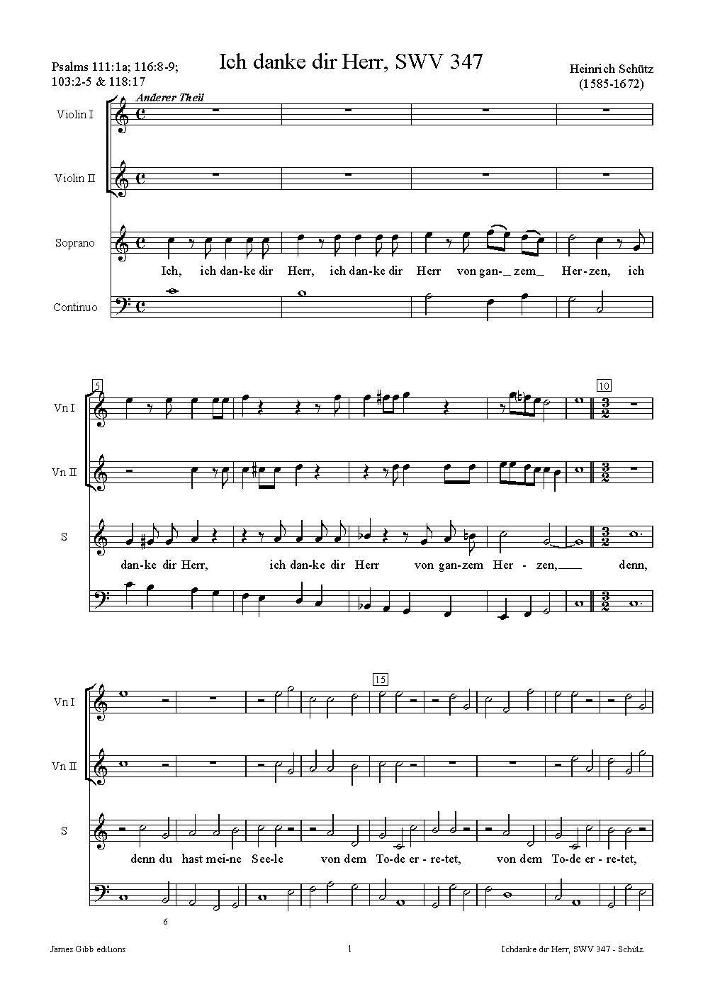 Ich danke dir Herr, SWV 347 - Choir Script PDF Thumbnail