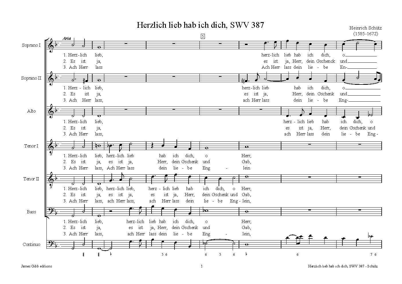 Herzlich lieb hab ich dich, o Herr, SWV 387 - Choir Script PDF Thumbnail
