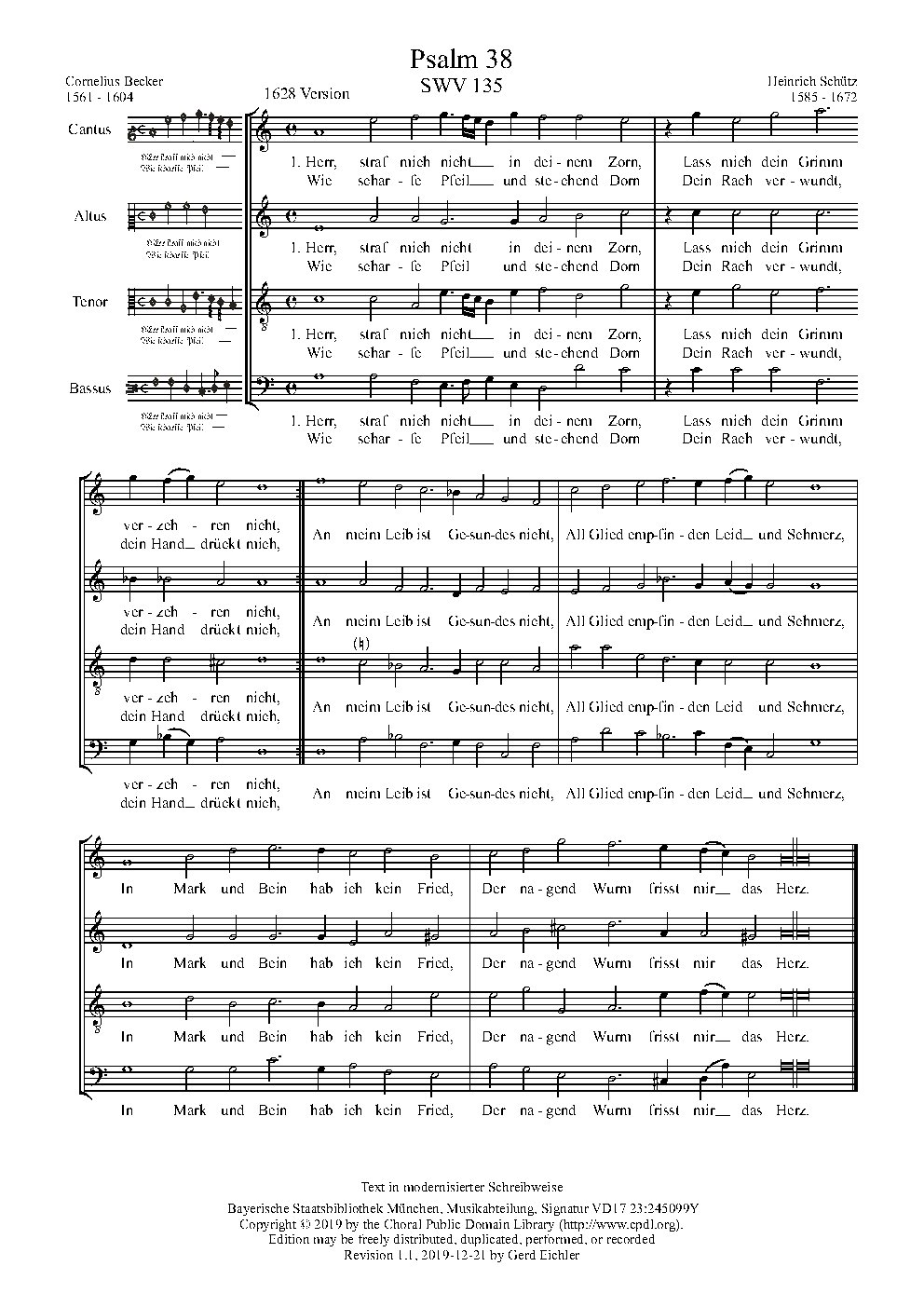 Herr straf mich nicht in Deinem Zorn, SWV 135 - Choir Script PDF Thumbnail