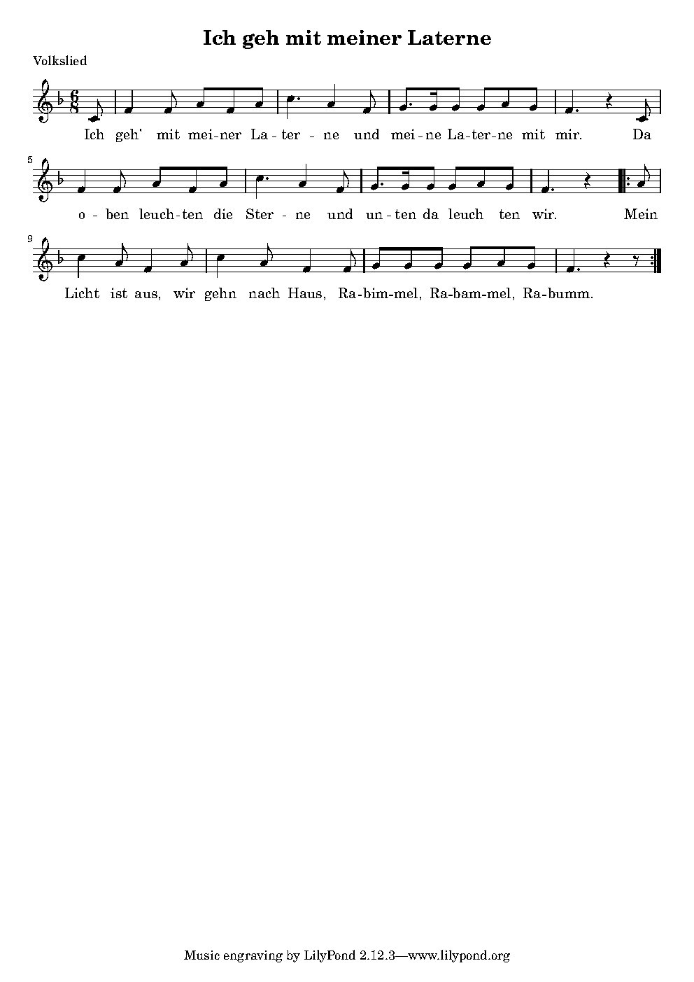 Ich geh mit meiner Laterne - Choir Script PDF Thumbnail