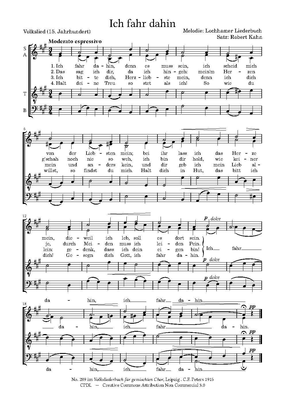 Ich fahr dahin - Choir Script PDF Thumbnail
