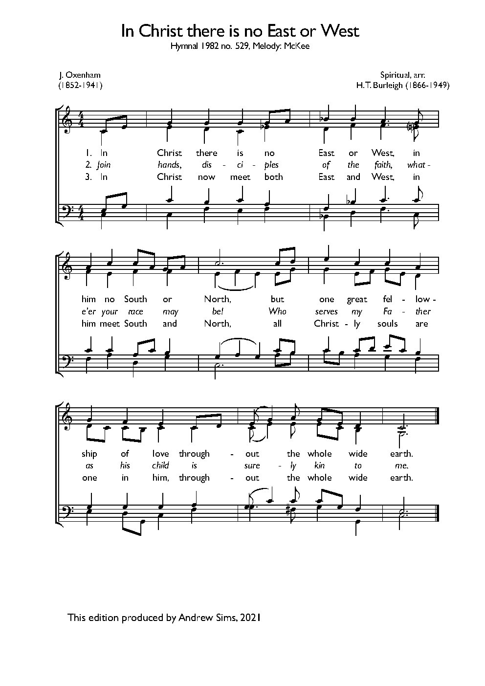 In Christ there is no East or West - Choir Script PDF Thumbnail