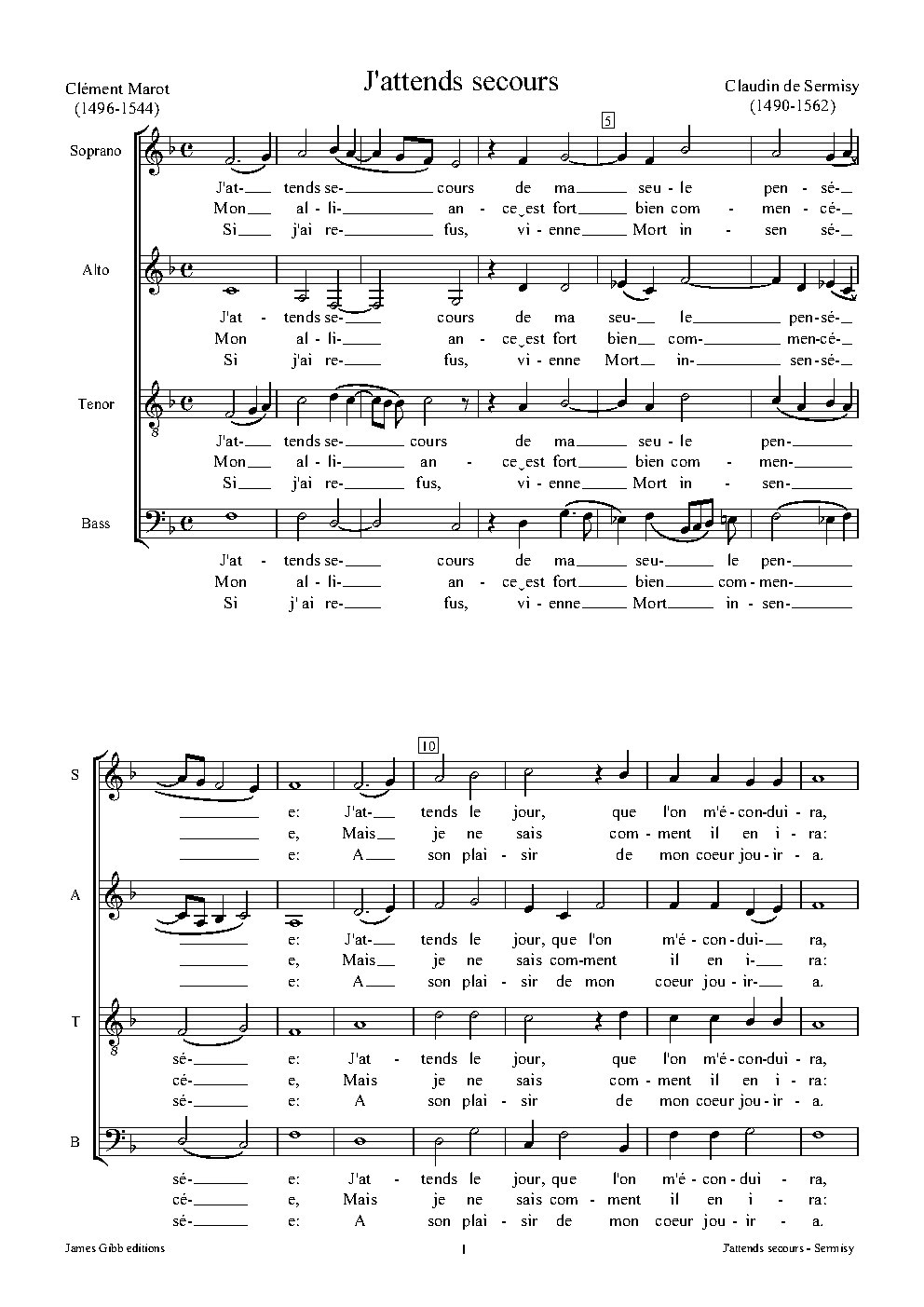 J'attends secours - Choir Script PDF Thumbnail