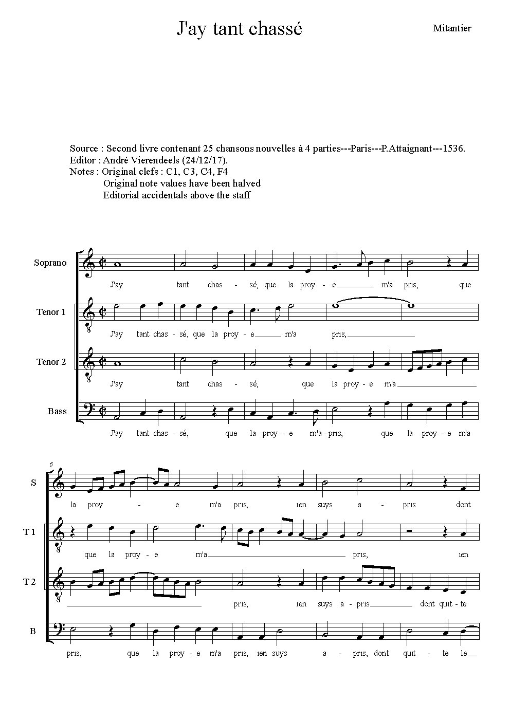 J'ay tant chassé - Choir Script PDF Thumbnail