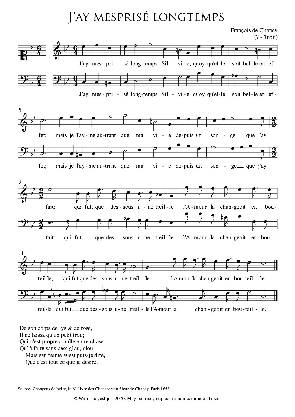 J'ay mespisé longtemps - Choir Script PDF Thumbnail