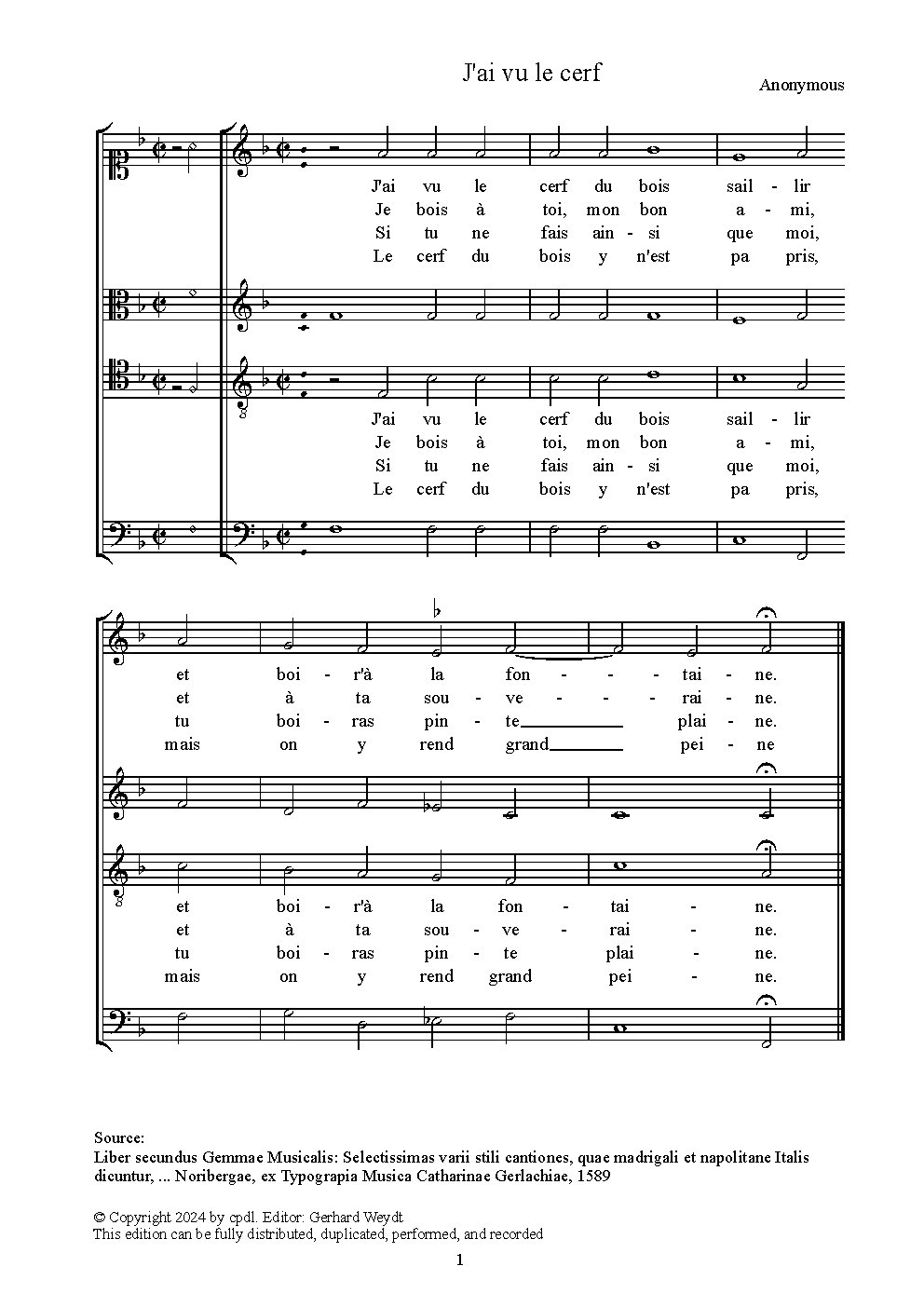 J'ai vu le cerf - Choir Script PDF Thumbnail