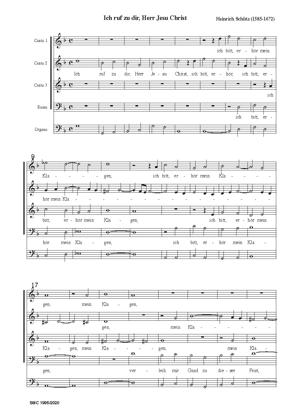 Ich ruf zu dir, Herr Jesu Christ, SWV 326 - Choir Script PDF Thumbnail