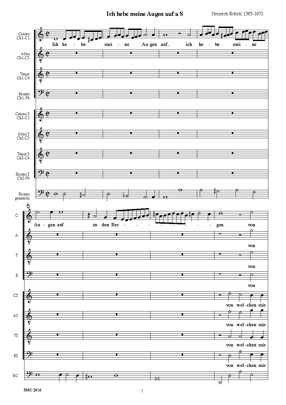 Ich hebe meine Augen auf (Psalm 121), SWV 31 - Choir Script PDF Thumbnail