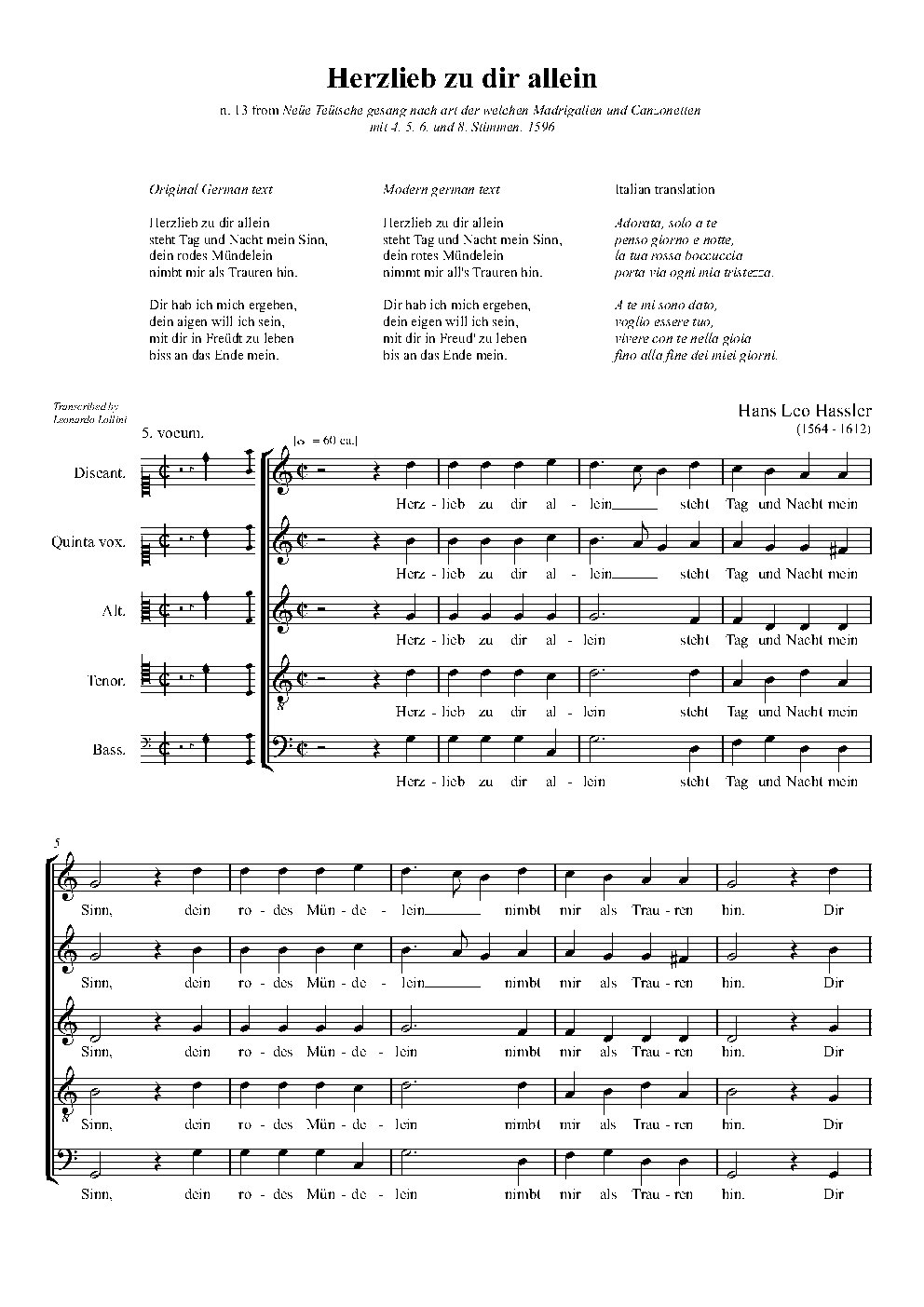 Herzlieb zu dir allein - Choir Script PDF Thumbnail