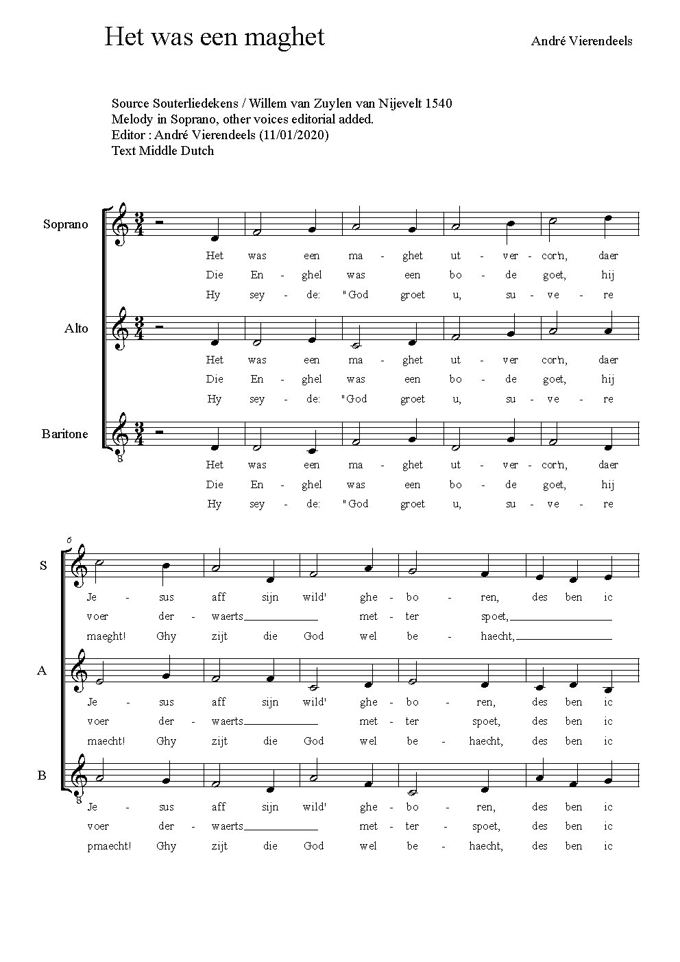 Het was een maghet - Choir Script PDF Thumbnail