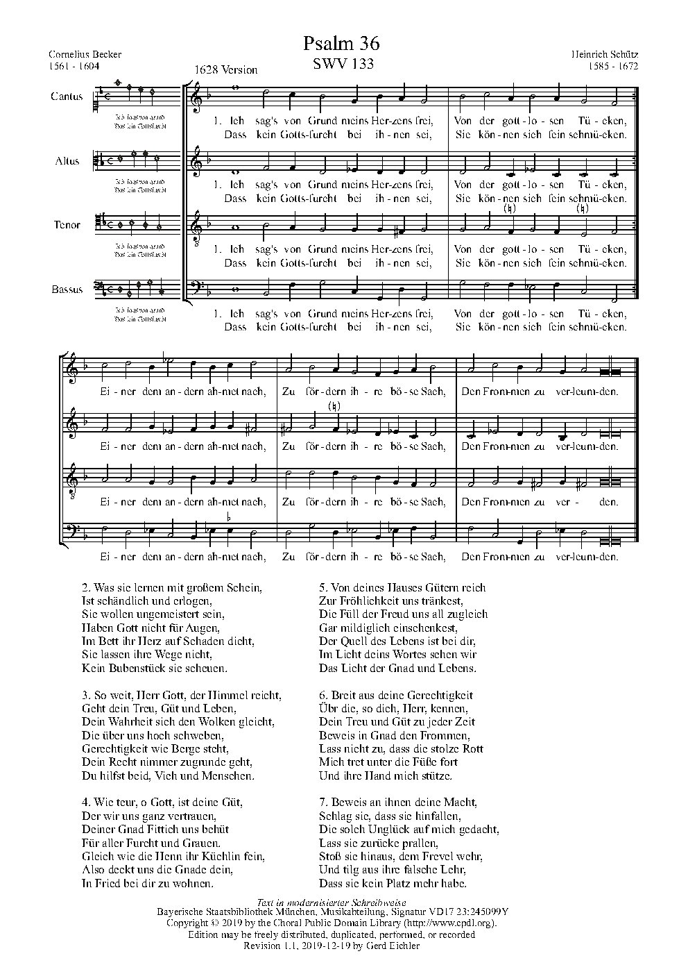 So weit, Herr Gott,der Himmel reicht, SWV 133 - Choir Script PDF Thumbnail