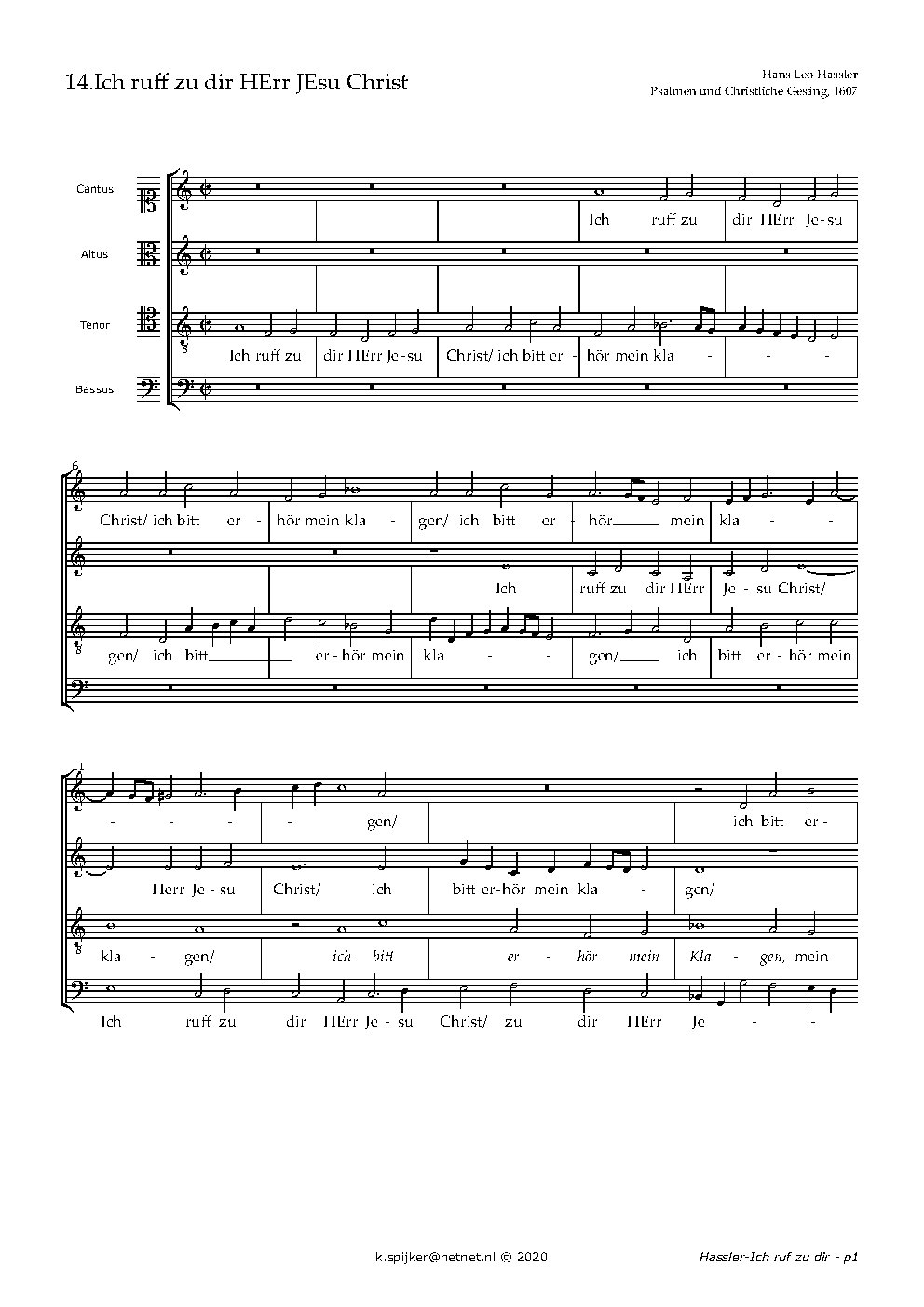 Ich ruf zu dir (motet a4) - Choir Script PDF Thumbnail