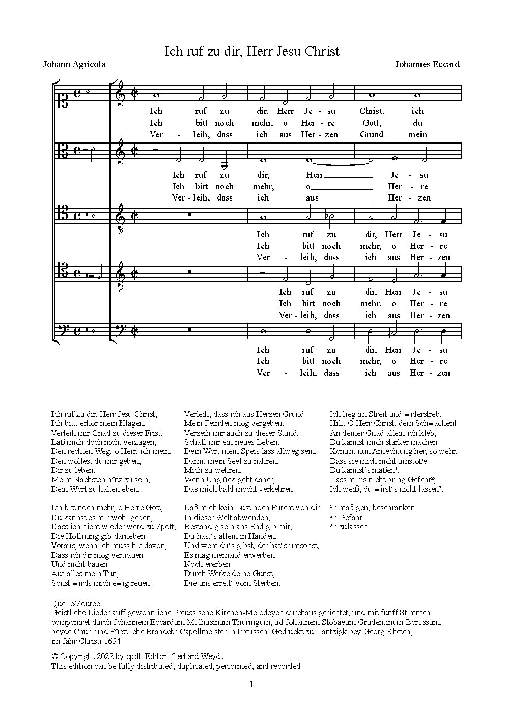 Ich ruf zu dir, Herr Jesu Christ