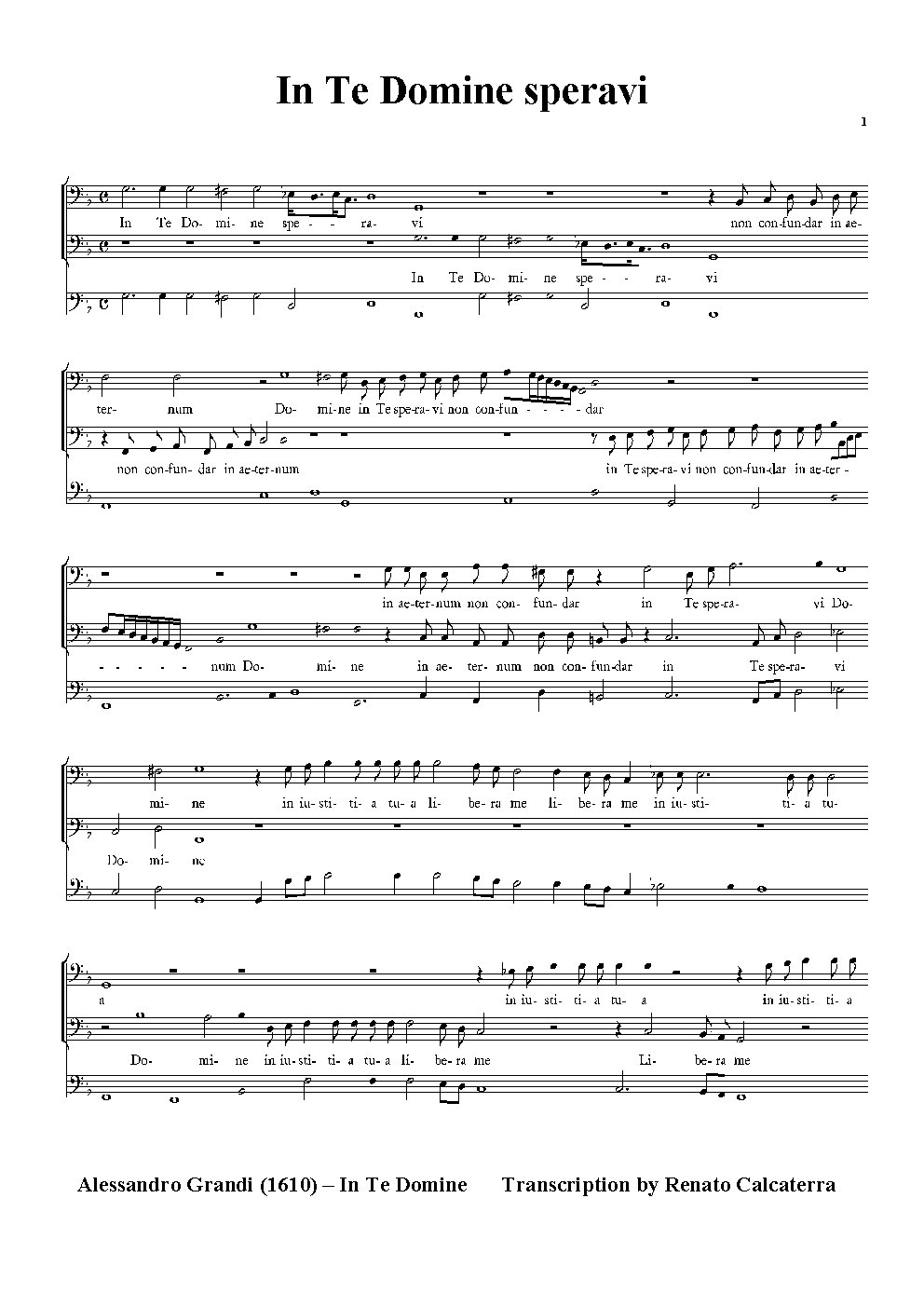 In Te Domine speravi (Book III) - Choir Script PDF Thumbnail