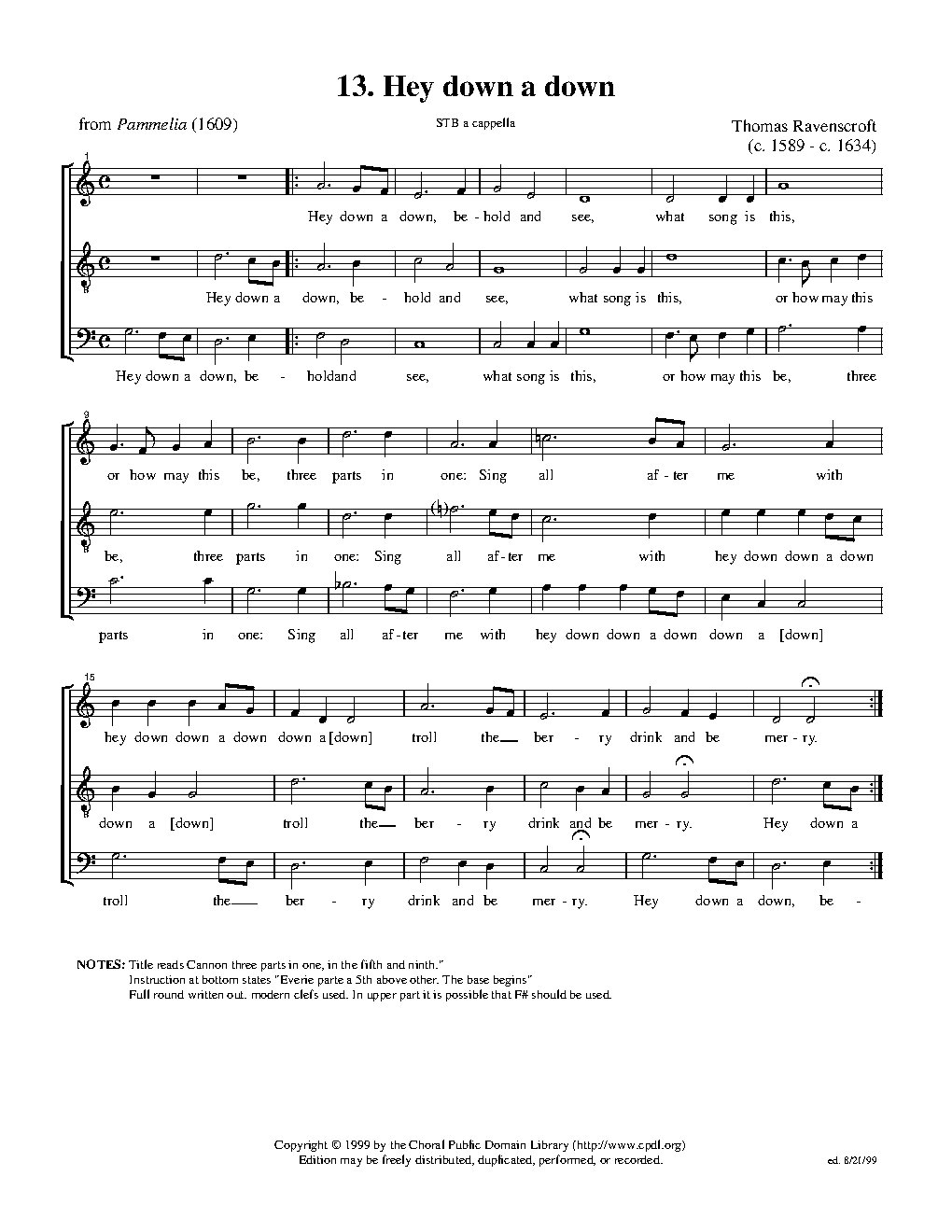 Hey downe a downe - Choir Script PDF Thumbnail