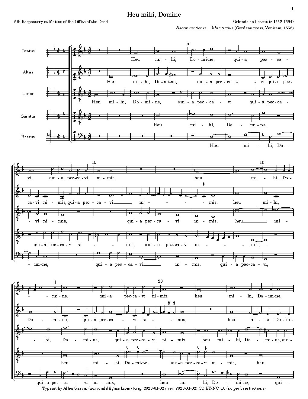 Heu mihi Domine - Choir Script PDF Thumbnail