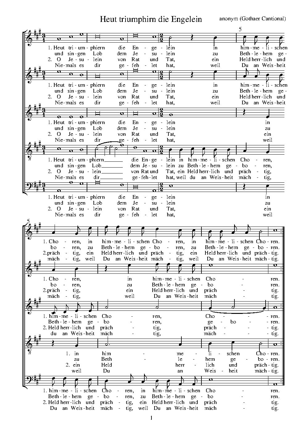 Heut triumphiern die Engelein - Choir Script PDF Thumbnail