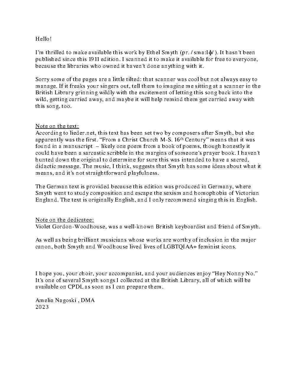 Hey Nonny No - Choir Script PDF Thumbnail