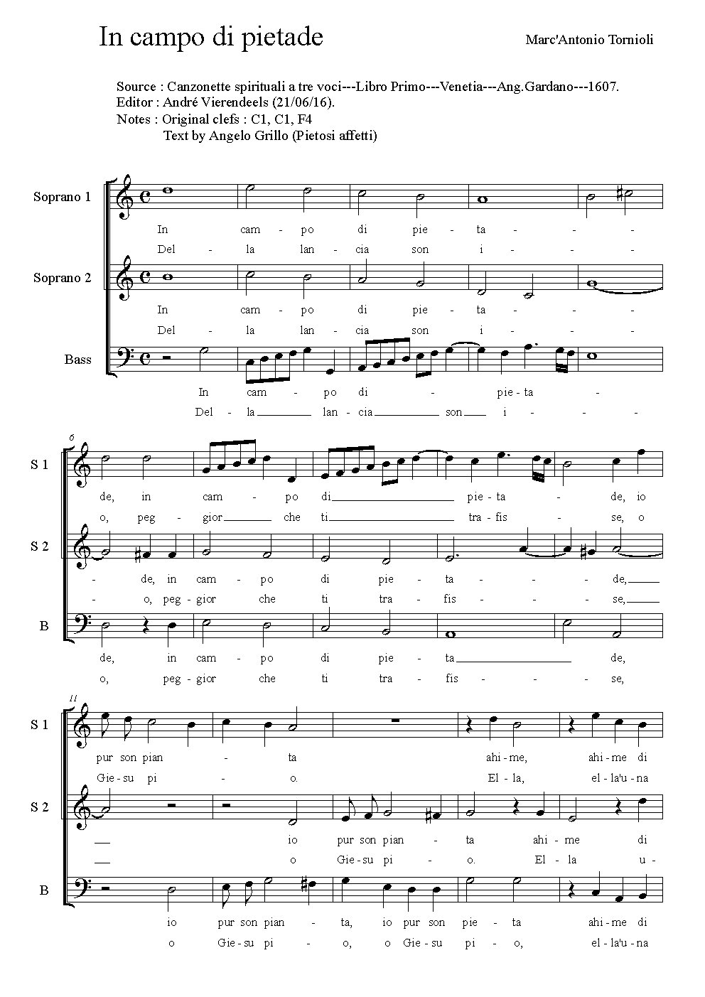 In campo di pietade - Choir Script PDF Thumbnail