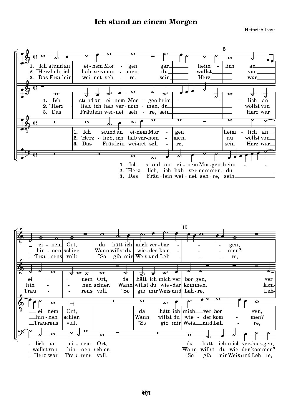 Ich stund an einem Morgen - Choir Script PDF Thumbnail