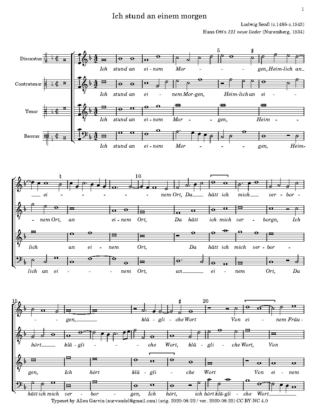 Ich stund an einem Morgen (tenor)