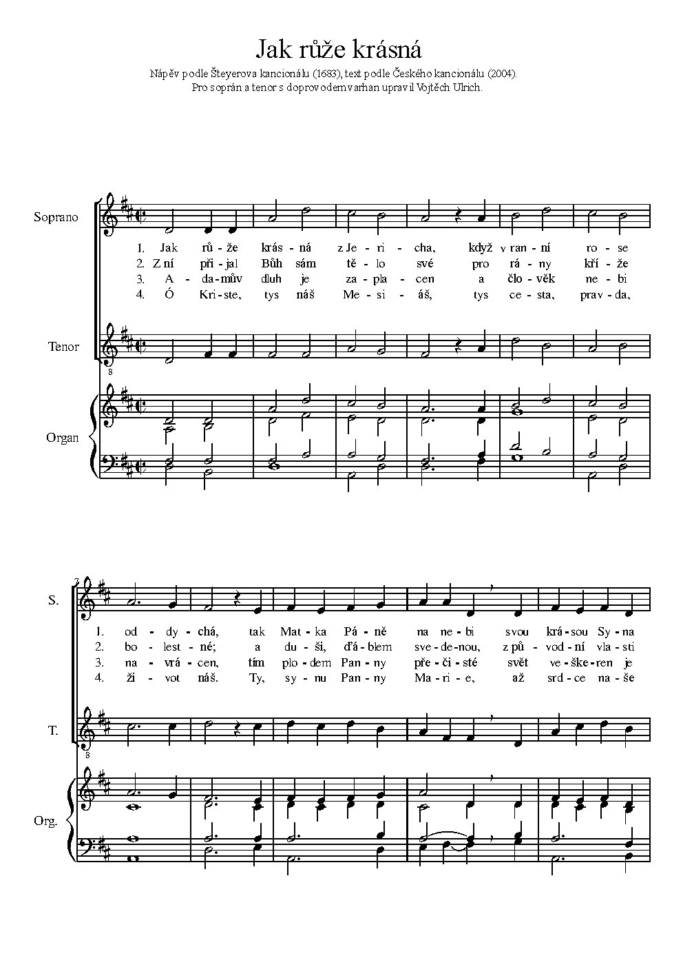 Jak růže krásná - Choir Script PDF Thumbnail