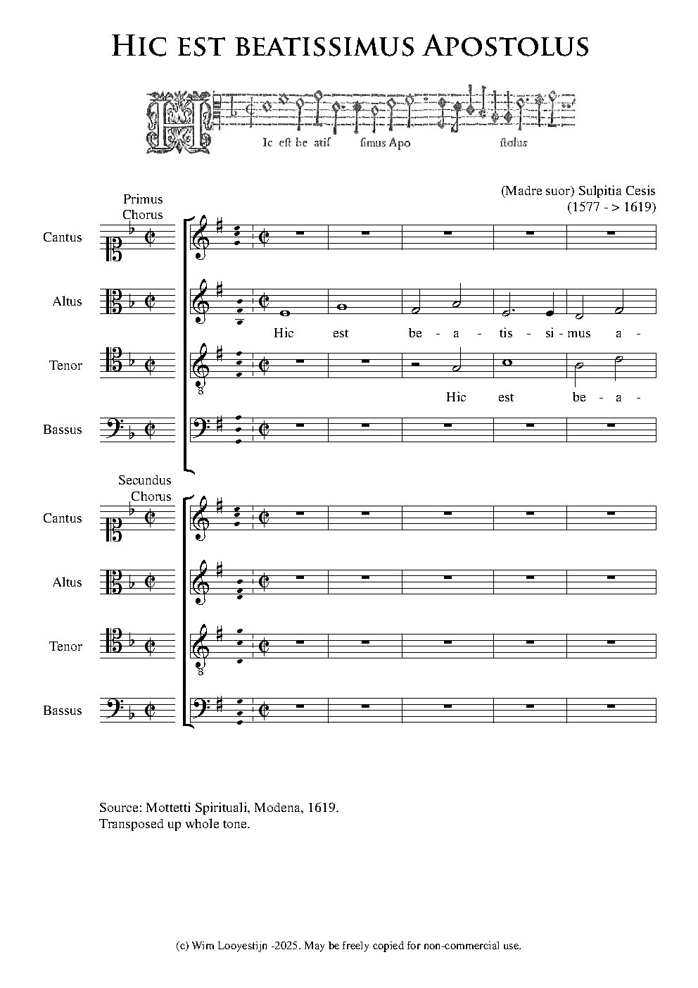 Hic est beatissimus Apostolus - Choir Script PDF Thumbnail