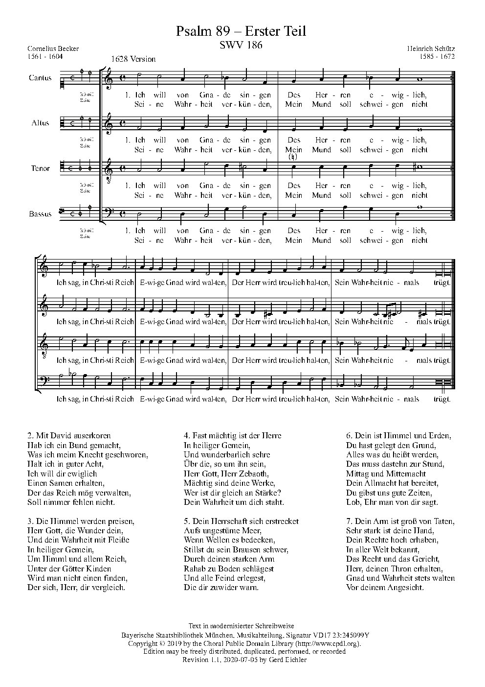 Ich will von Gnade singen, SWV 186