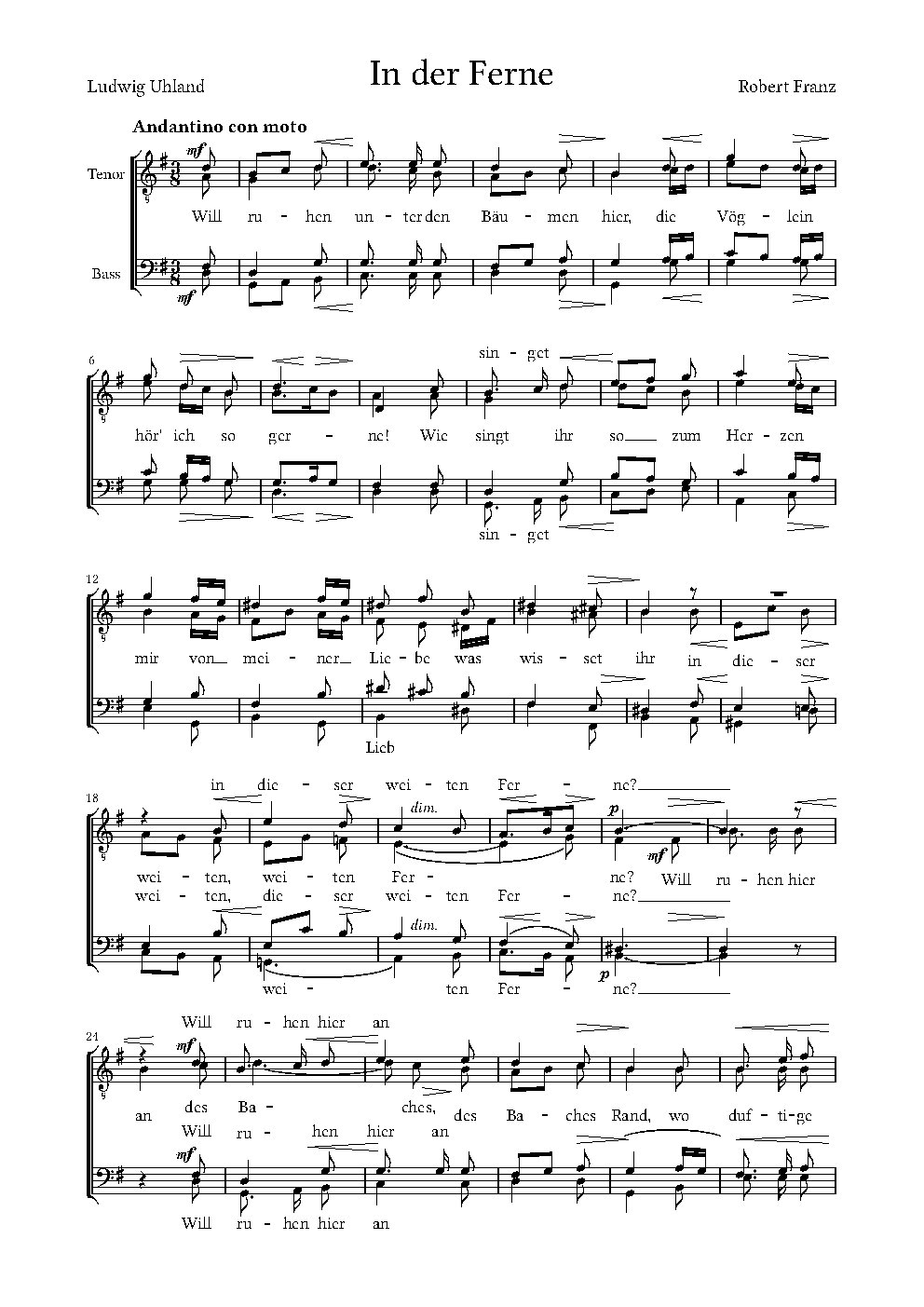 In der Ferne - Choir Script PDF Thumbnail