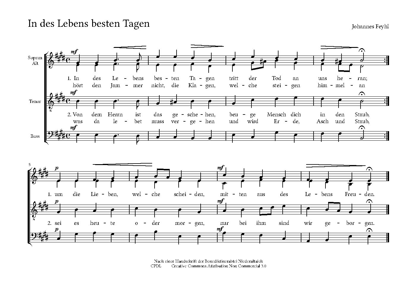 In des Lebens besten Tagen - Choir Script PDF Thumbnail