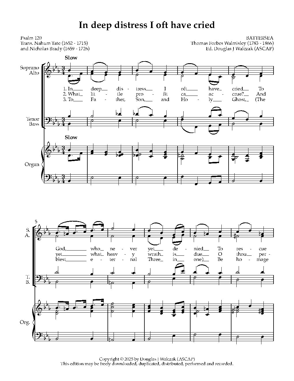 In deep distress I oft have cried - Choir Script PDF Thumbnail