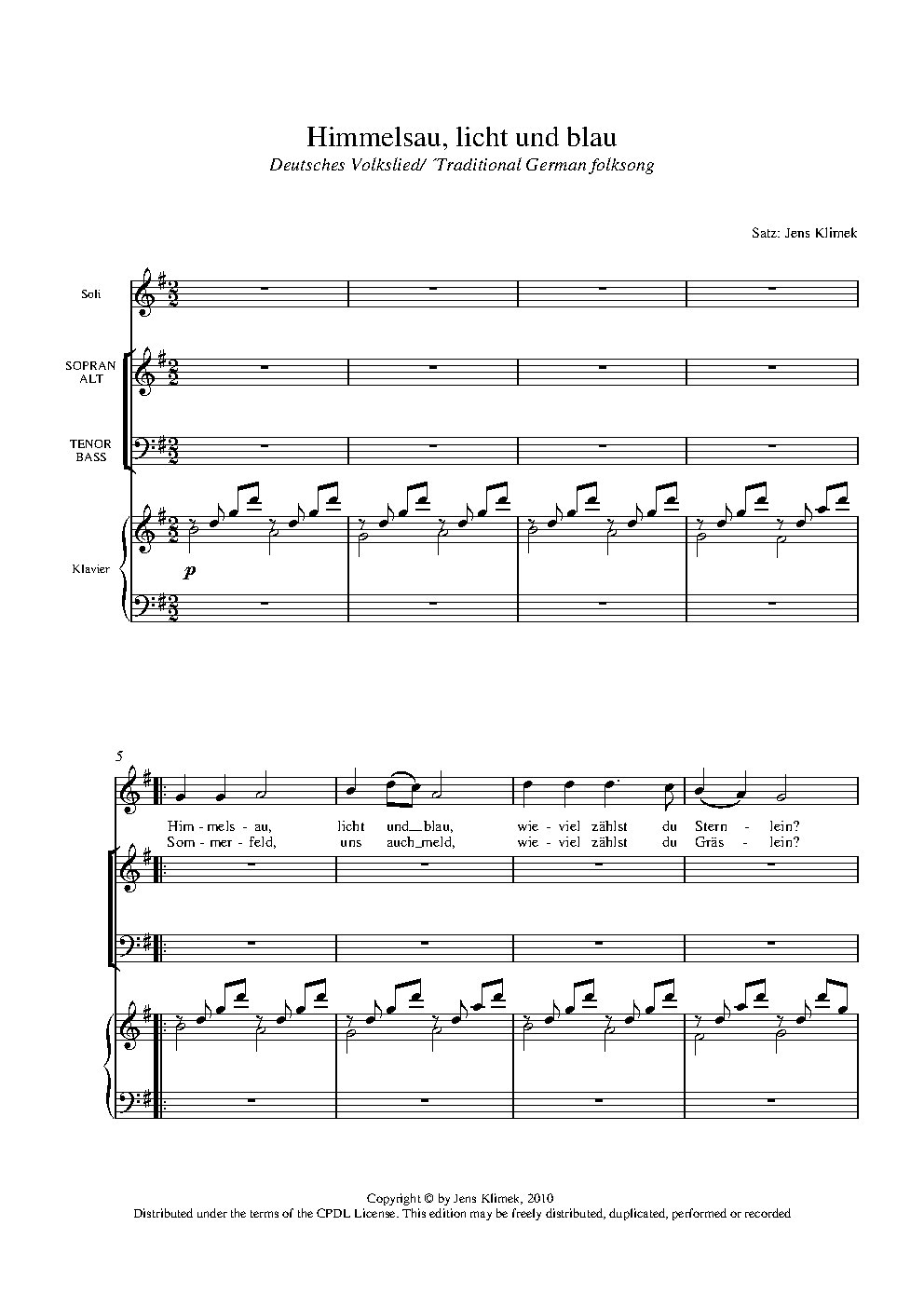 Himmelsau, licht und blau - Choir Script PDF Thumbnail