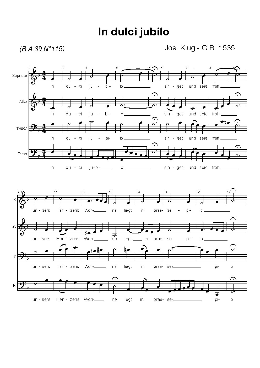 In dulci jubilo, BWV 368