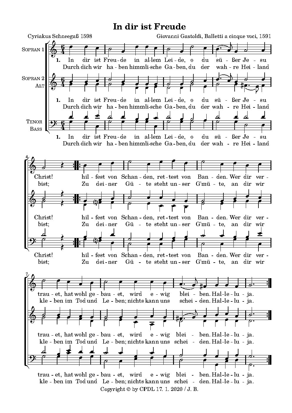 In dir ist Freude - Choir Script PDF Thumbnail