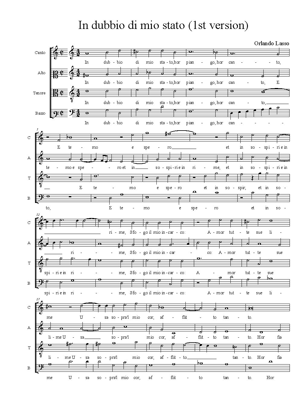 In dubbio di mio stato (1st version)