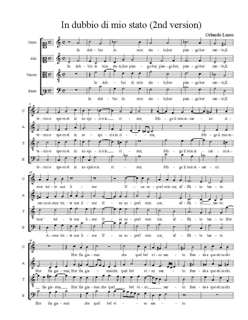 In dubbio di mio stato (2nd version)