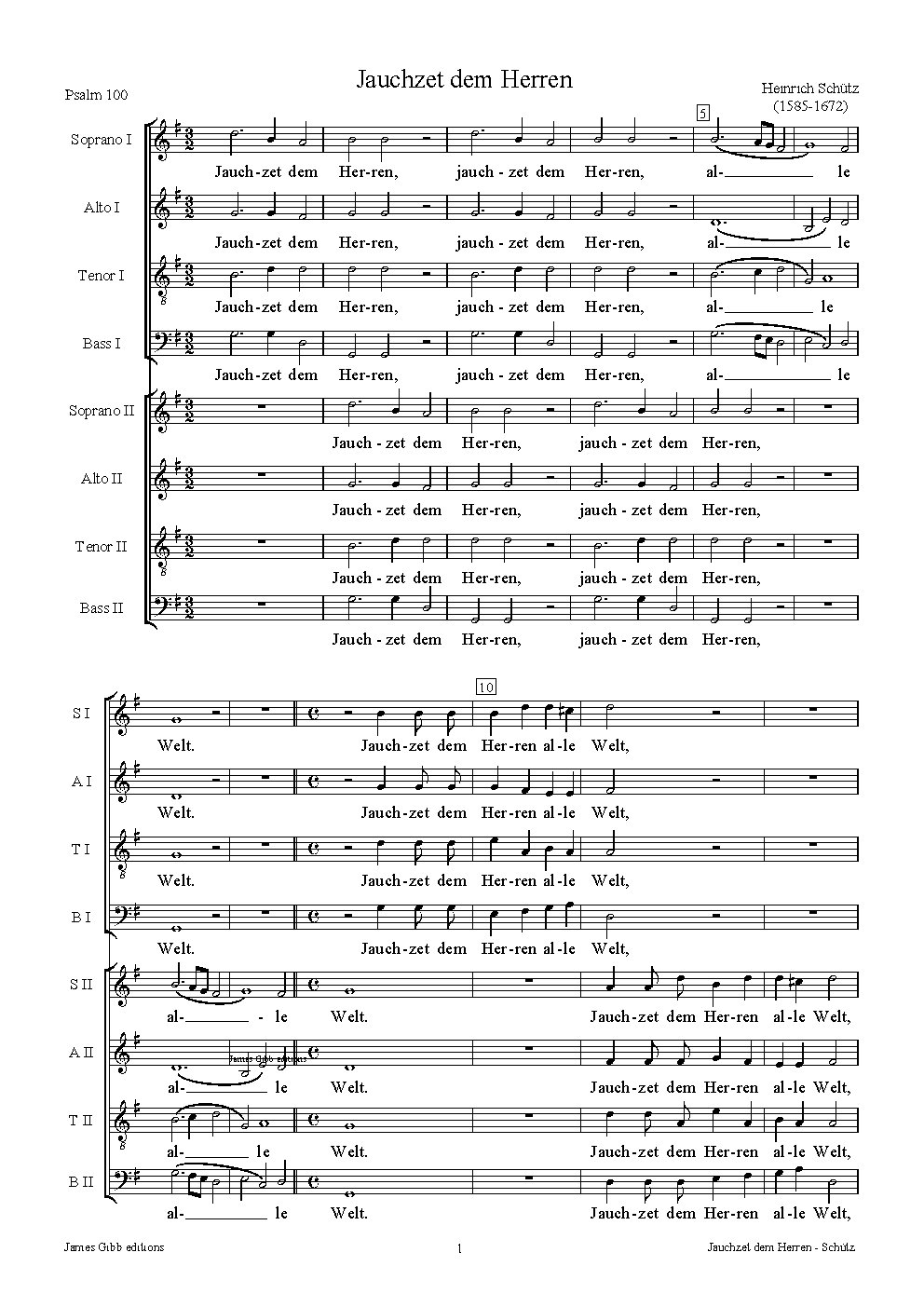 Psalm 100 - Jauchzet dem Herren, SWV 36