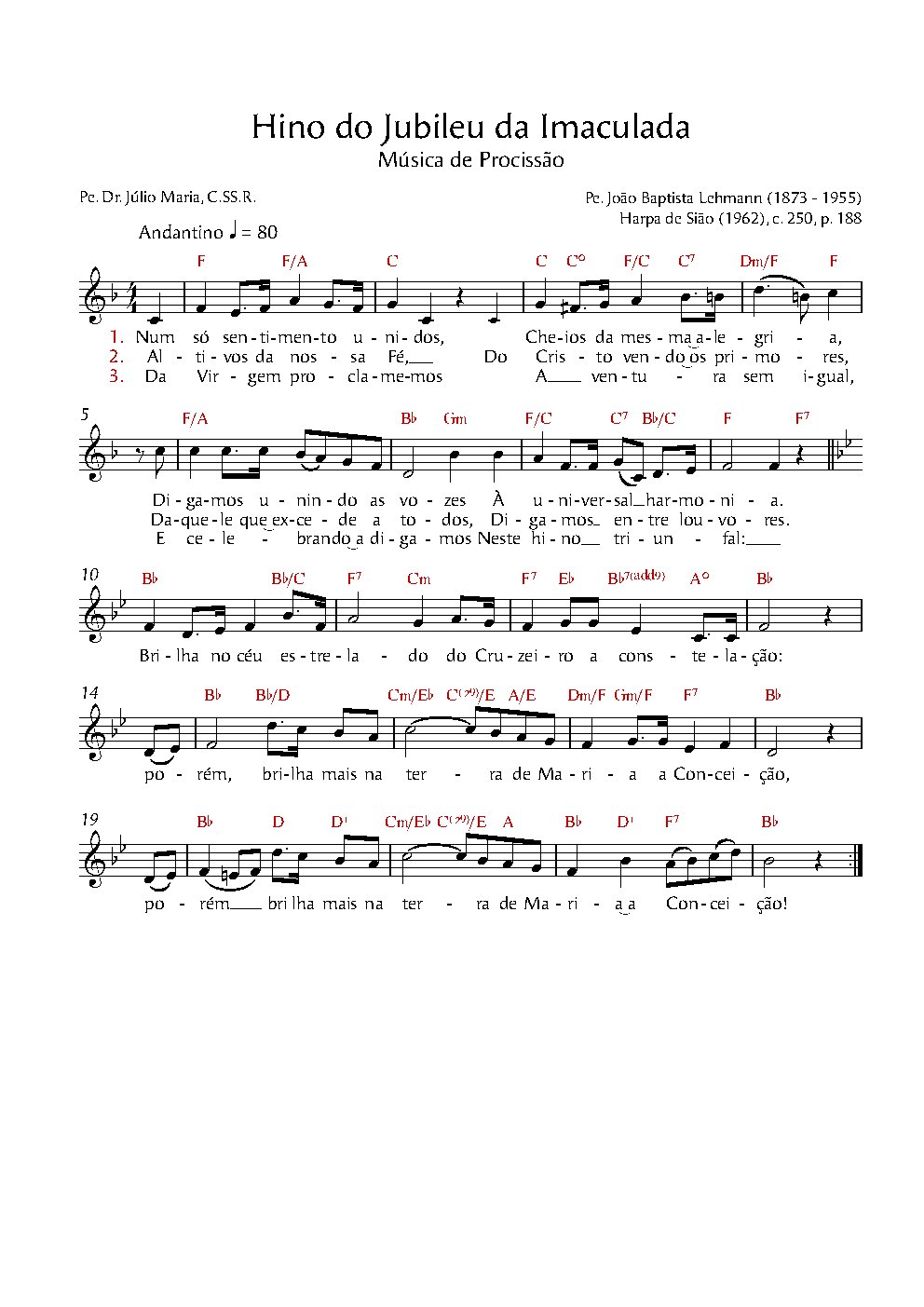 Hino do Jubileu da Imaculada