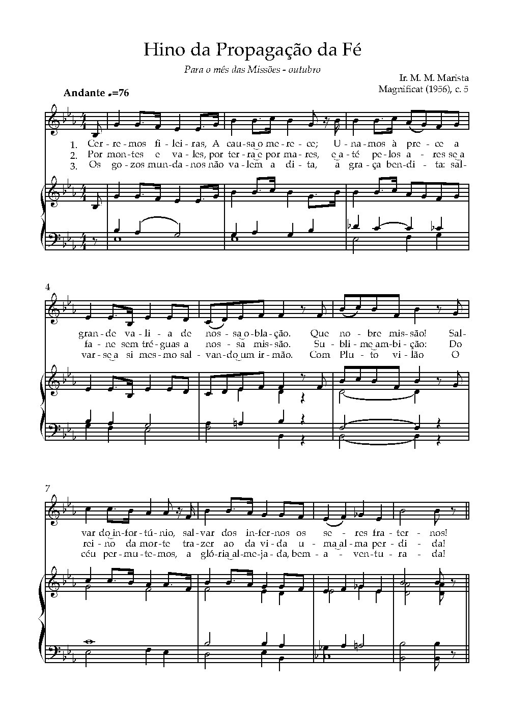 Hino da Propagação da Fé - Choir Script PDF Thumbnail