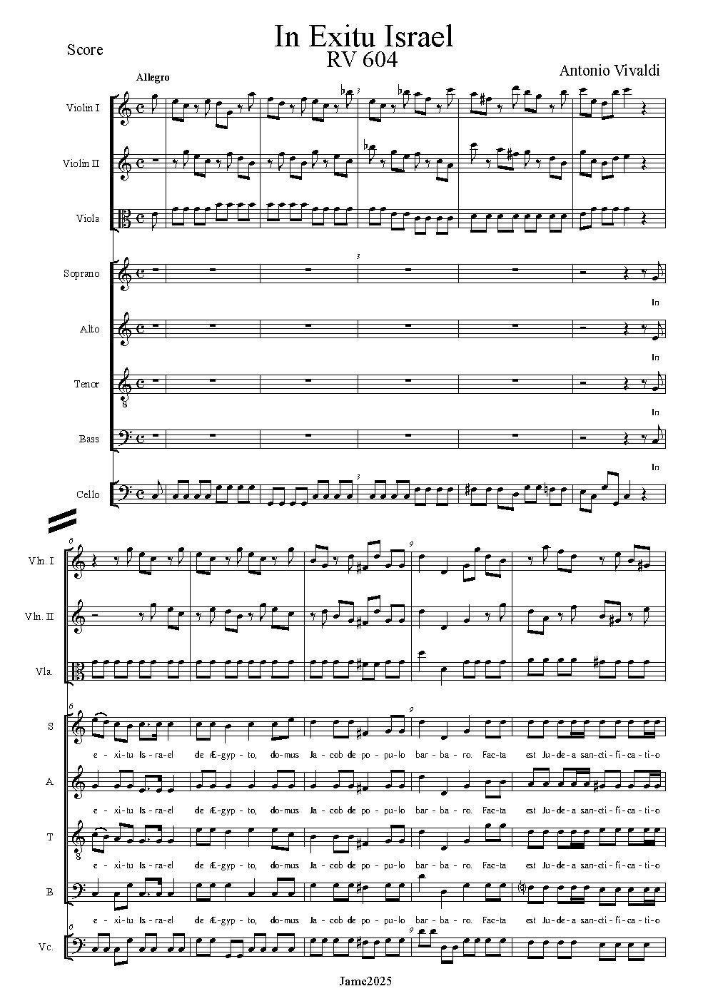 In exitu Israel, RV 604 - Choir Script PDF Thumbnail