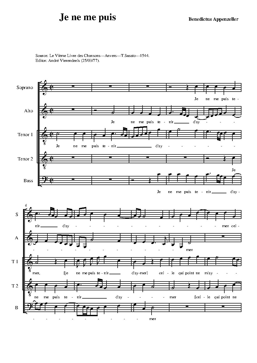 Je ne me puis - Choir Script PDF Thumbnail
