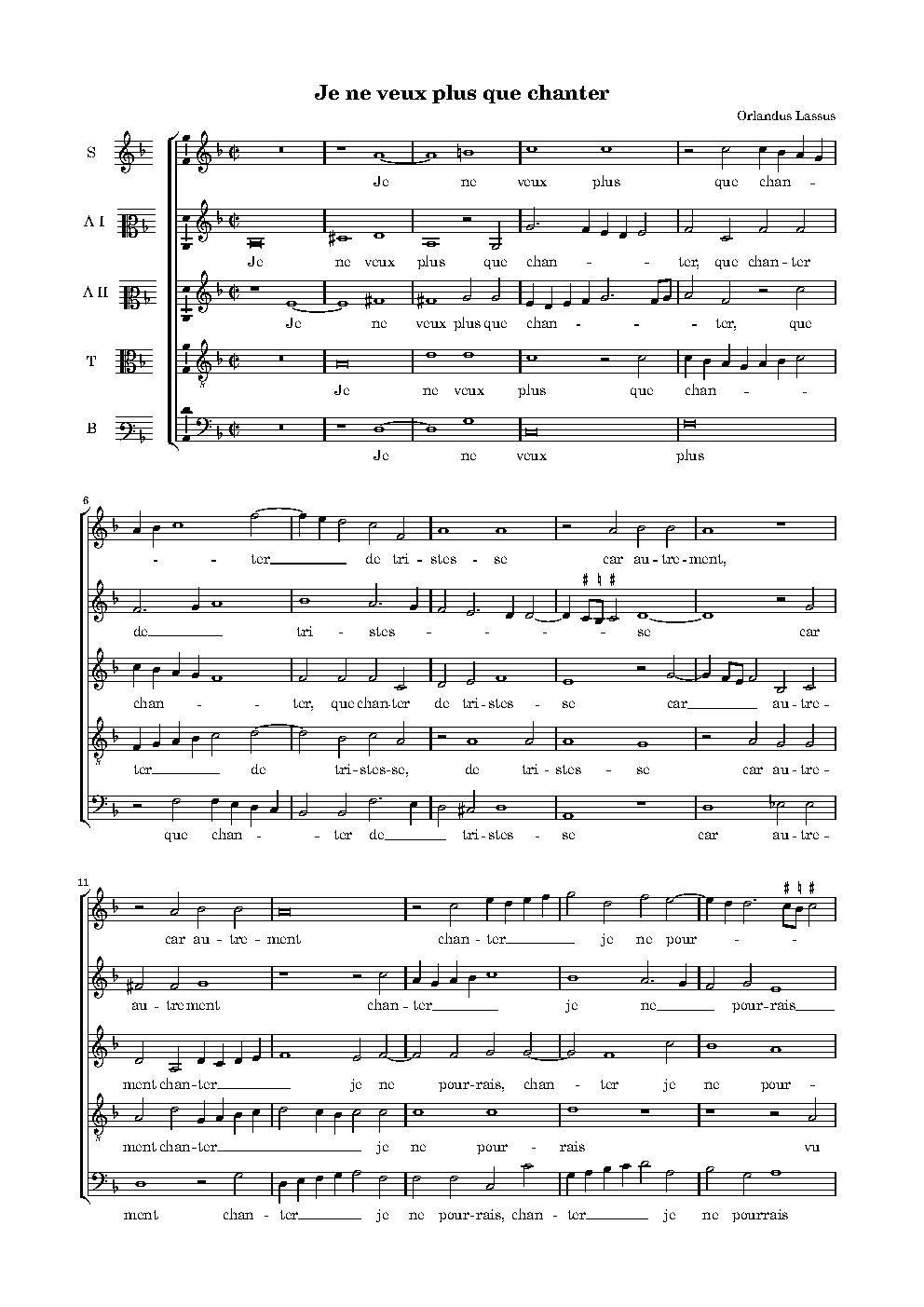 Je ne veux plus que chanter
