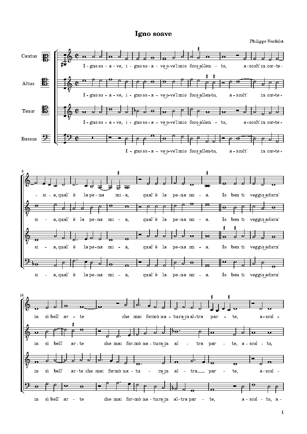 Igno soave ove'l mio foco - Choir Script PDF Thumbnail