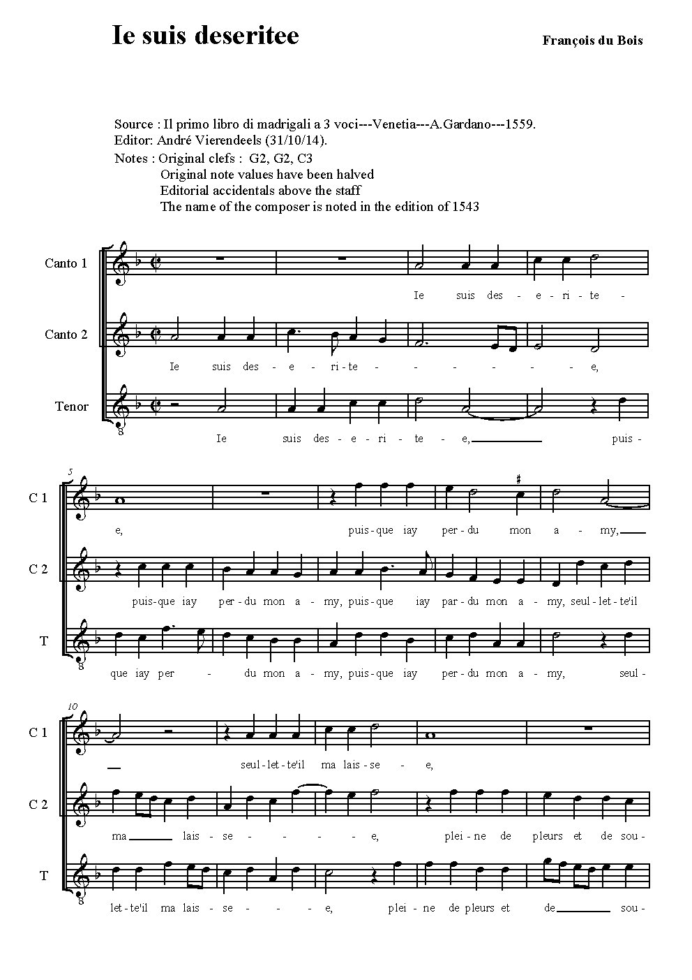 Je suis deseritee - Choir Script PDF Thumbnail