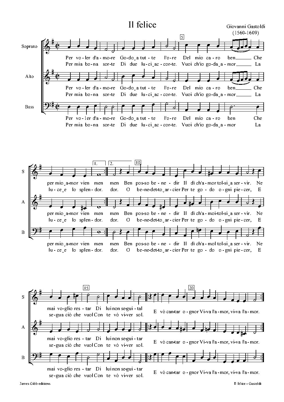 Il Felice (Per voler d'amore) - Choir Script PDF Thumbnail