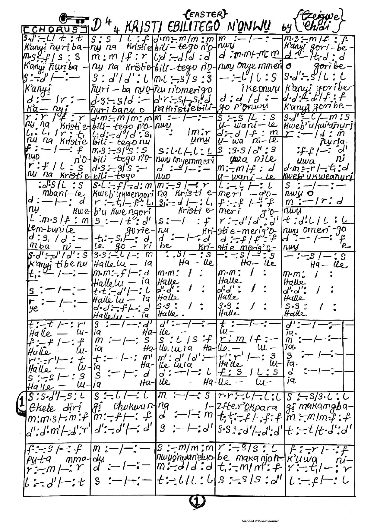 Kristi Ebilitego N Onwu - Download Choir Script PDF