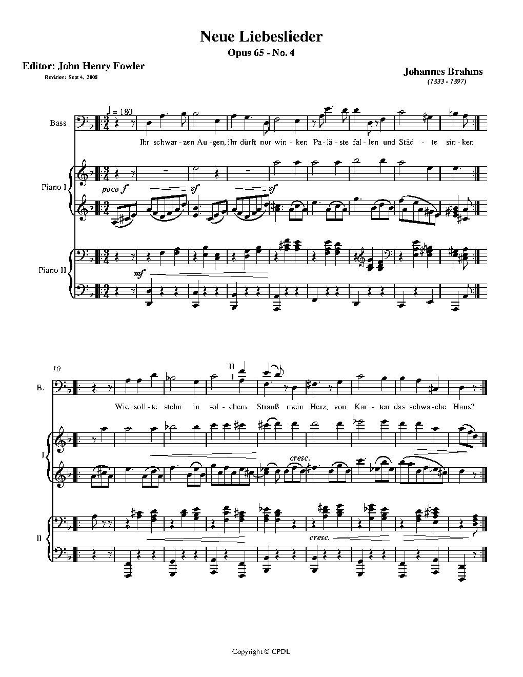 Ihr Schwarzen Augen, Op. 65, No. 4|{{NoCo|Neue Liebeslieder Walzer, Op. 65