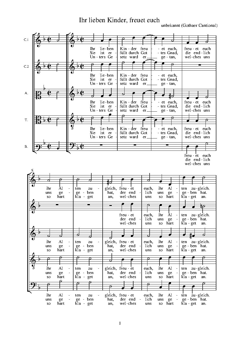 Ihr lieben Kinder freuet euch - Choir Script PDF Thumbnail