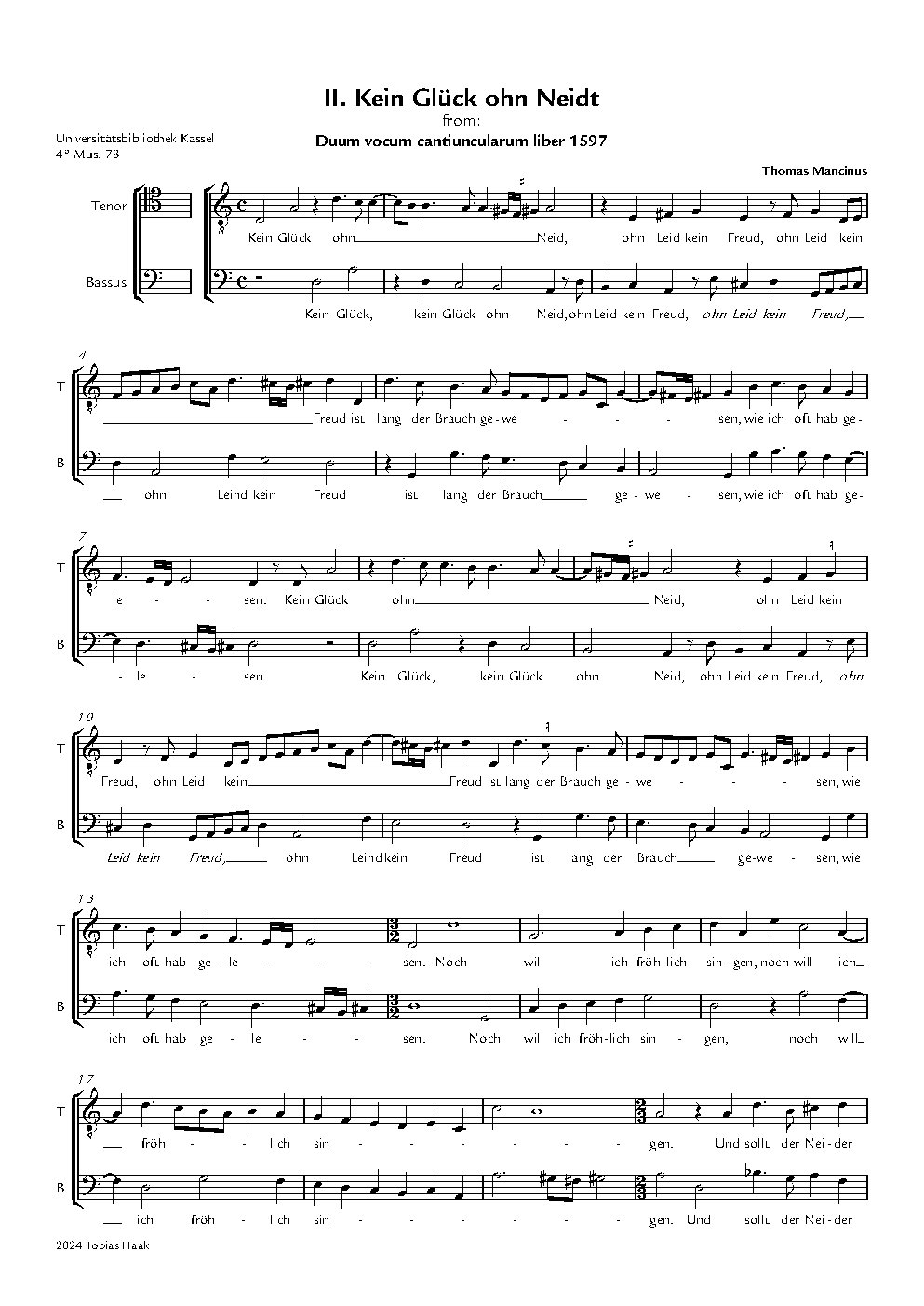 Kein Glück ohn Neidt - Choir Script PDF Thumbnail