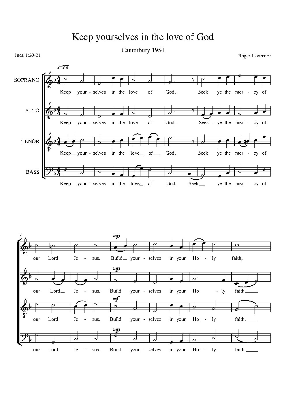 Keep yourselves in the love of God - Choir Script PDF Thumbnail